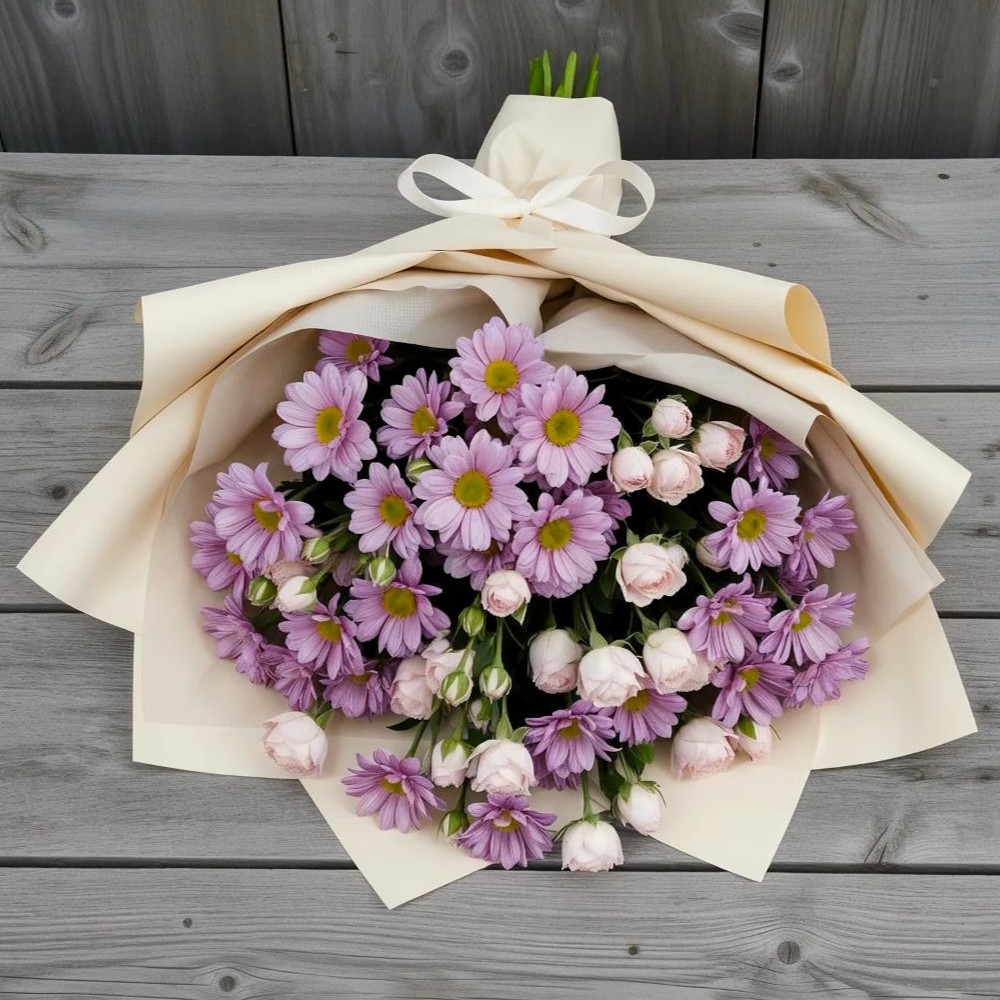 Букет цветов из: Розы и Хризантемы в Глинково