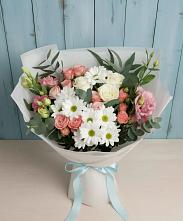 Букет цветов из:  Розы, Лизиантусы и Хризантемы в Глинково