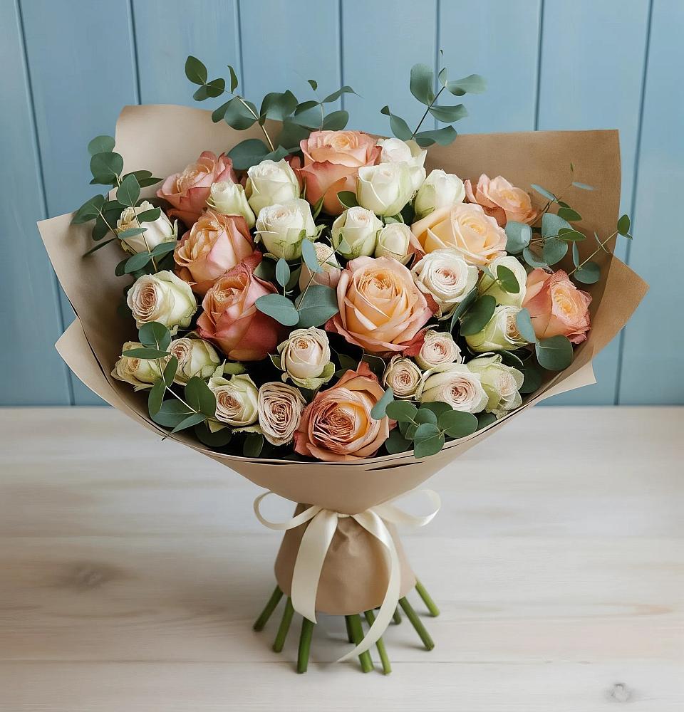 Букет цветов из: Альстромерии и Розы в Глинково