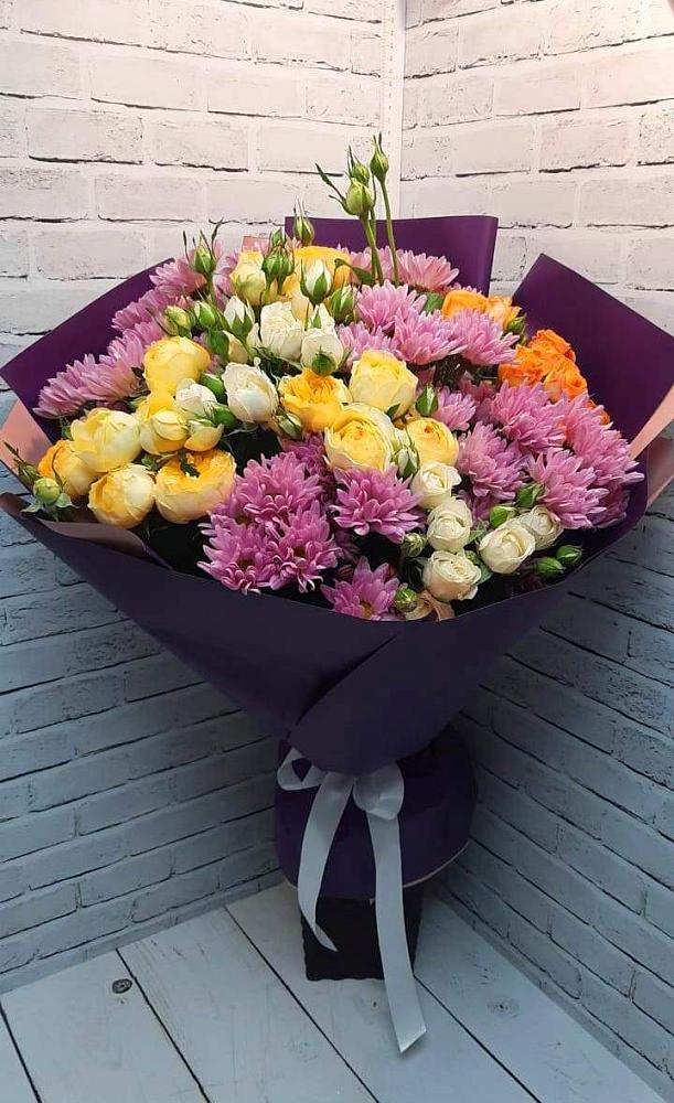 Букет цветов из: Хризантемы и Розы в Глинково