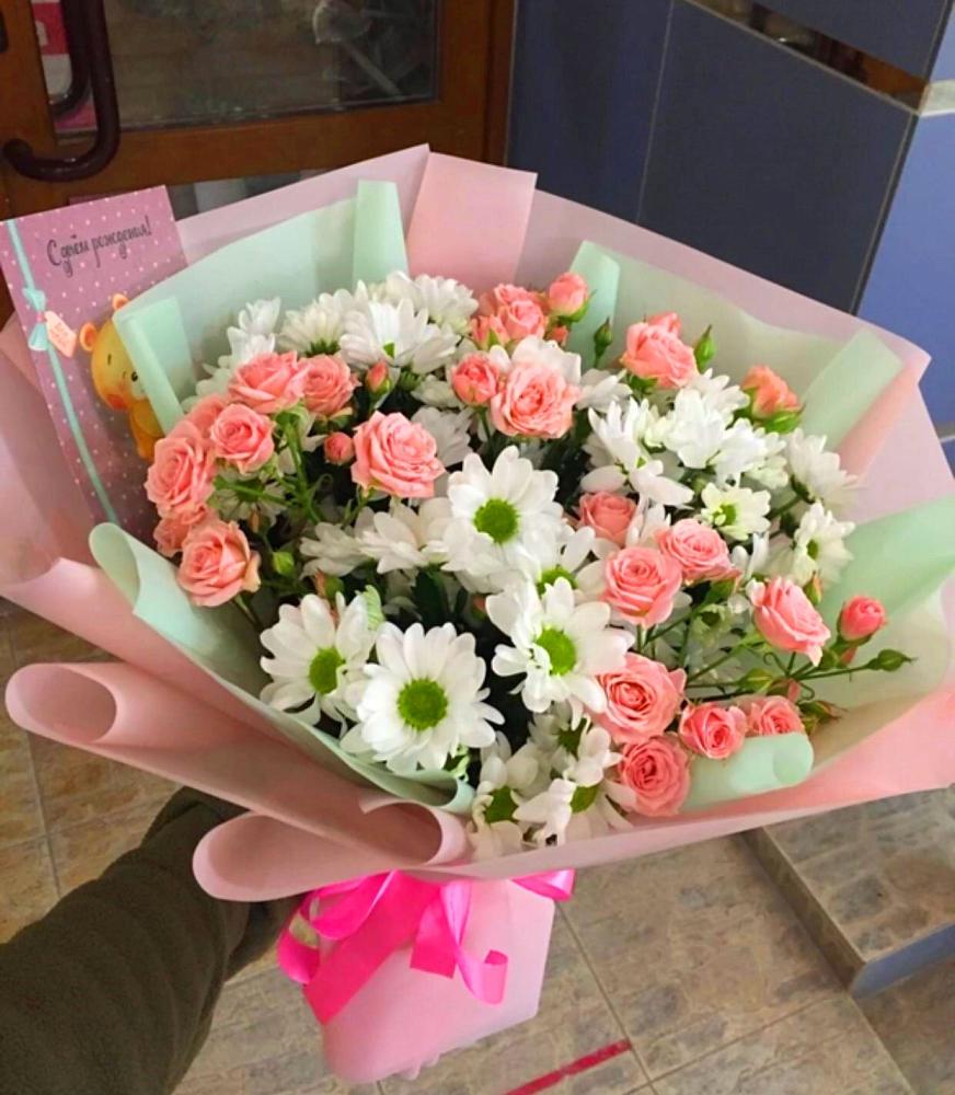 Букет цветов из: Розы и Хризантемы в Глинково