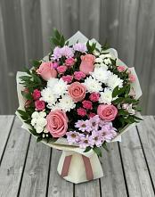 Букет цветов из:  Альстромерии, Гвоздики, Розы и Хризантемы в Глинково