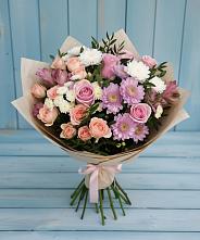 Букет цветов из:  Хризантемы, Розы и Альстромерии в Глинково