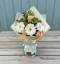 Букет цветов из:  Герберы, Розы и Хризантемы в Глинково